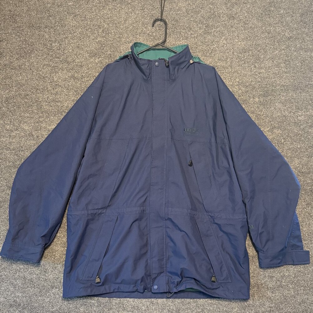 90s Vintage Eddie Bauer Men's Jacket Size XL Hooded GORE-TEX Winter Coat Blue